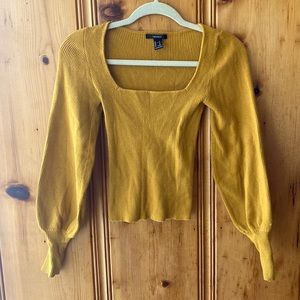 Yellow puff sleeve sweater sz S
